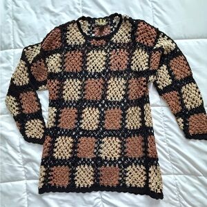 Women's Crochet Top - Black and Brown